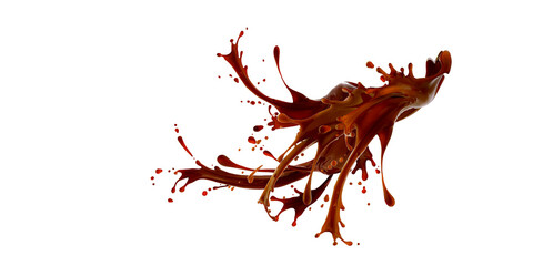 splash of brownish hot coffee or chocolate isolated on white background