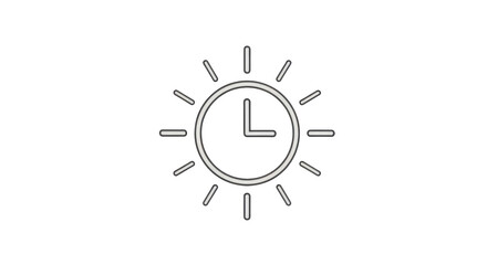 Isolated sun time icon, planning and scheduling concept, outline clock illustration design