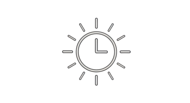 Isolated sun time icon, planning and scheduling concept, outline clock illustration design