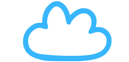Blue Cloud Outline Icon for Cloud Computing, Data Storage, and Technology Concepts on White Background