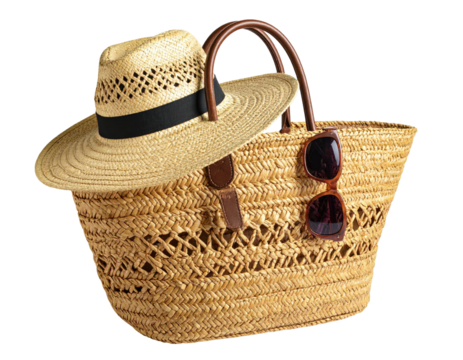 Straw bag and hat, summer accessories