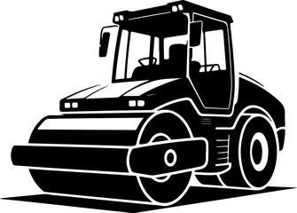 road roller silhouette vector illustration