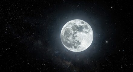 Naklejka premium Full Moon in Starry Night Sky