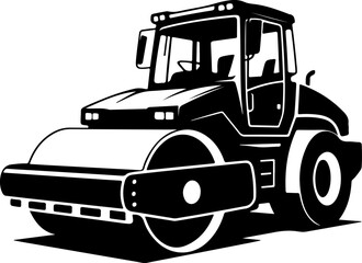 road roller silhouette vector illustration