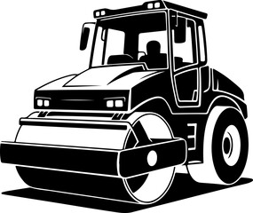 road roller silhouette vector illustration