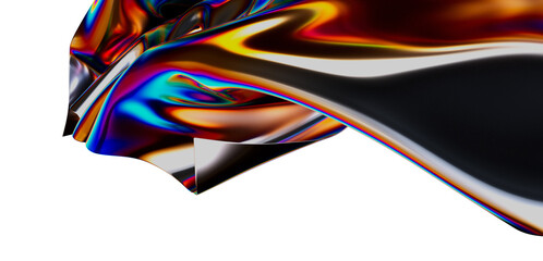 Abstract background with flowing, iridescent fabric. A vibrant display of colors and textures,...