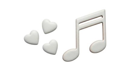 Isolated musical note with three hearts, elements for creating cards and invitation sets
