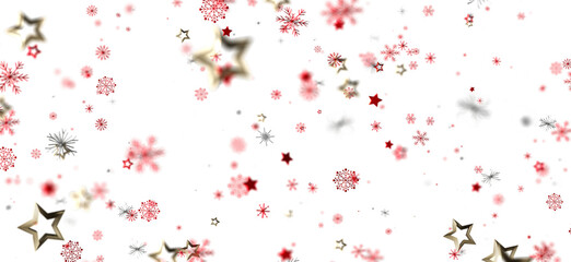 Festive winter background with red and gold stars and snowflakes. Perfect for Christmas, New Year, and holiday designs.