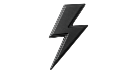 Isolated Black Lightning Bolt Symbol Metal Badge, Car Part, Modern Emblem, Shape Illustration
