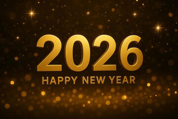 Golden numbers 2026 stand prominently with festive ribbons, confetti and soft, glowing lights creating a joyful atmosphere for New Year celebrations..