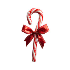 Christmas candy cane tied with bow, white on white background background high quality image simple stock photo clean background clear detail studio lighting minimal style centered view soft light imag