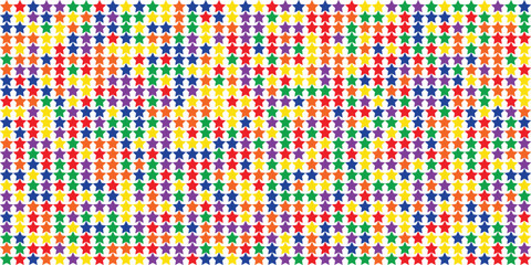 Rainbow Star Grid Pattern Vector Background - Colorful Vibrant Five-Point Star Tile for Celebrations, Kids' Parties, Holidays, and Festive Wallpaper Design