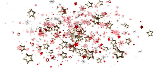 Beautiful holiday themed background featuring stars and snowflakes in red, gold, and silver against a clean white backdrop. Perfect for Christma