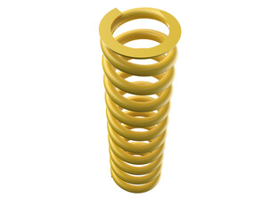 Premium yellow motorcycle shockbreaker spring. Durable heavy-duty suspension coil. Essential automotive spare part for two-wheelers, isolated on transparent HD background for industrial and vehicle