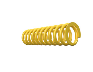 Premium yellow motorcycle shockbreaker spring. Durable heavy-duty suspension coil. Essential automotive spare part for two-wheelers, isolated on transparent HD background for industrial and vehicle