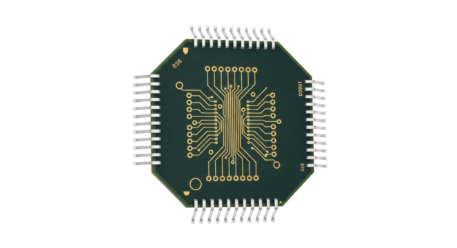 Isolated semiconductor chip microelectronics circuit board microchip electronic component, no background - Powered by Adobe