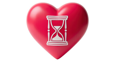 Isolated Heart with Hourglass Symbol for Love Time, Commitment, Patience, and Valentine's Day