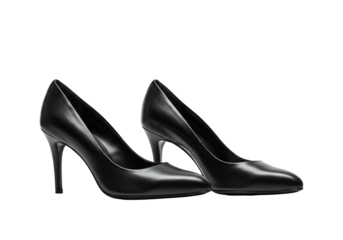 Pair of elegant black high heel shoes fashion footwear on transparent background