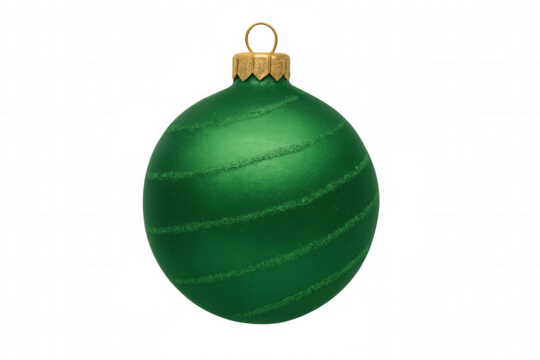 Green glitter christmas holiday ornament decorating tree for festive celebration on transparent background