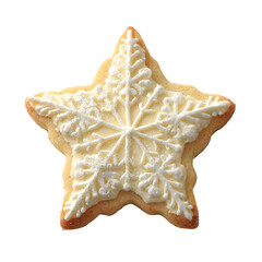 Christmas cookie shaped like star, white on white background background high quality image simple stock photo clean background clear detail studio lighting minimal style centered view soft light image