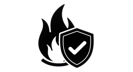 Isolated secure and safe protection from flames with check mark shield for security
