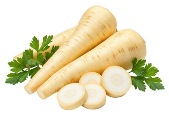 Parsnip root vegetable composition isolated on transparent background