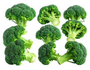 Fresh broccoli florets arranged in a pattern