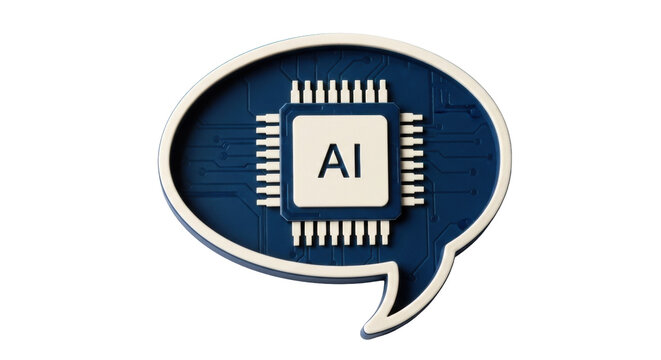Isolated AI Symbol, Artificial Intelligence in a Speech Bubble, Concept Illustration, Isolated