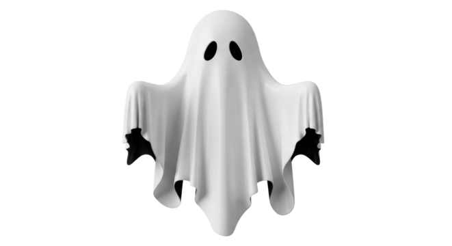 Isolated ghostly figure with flowing fabric for seasonal spookiness, perfect Halloween decoration