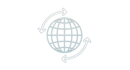 Isolated Global Exchange Network Connection Globe Round Rotating Arrows Worldwide Digital World