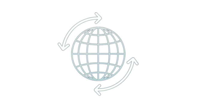 Isolated Global Exchange Network Connection Globe Round Rotating Arrows Worldwide Digital World