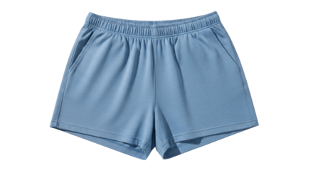 Isolated light blue casual sports shorts apparel with pockets for lifestyle design item