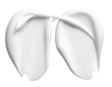 Two symmetrical, smooth, white cream smears, like wings or petals