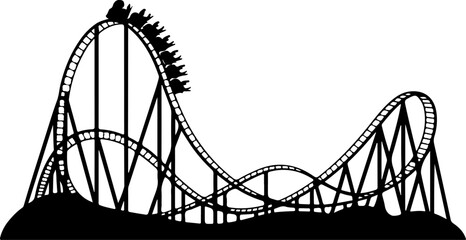 Roller coaster ride silhouette vector illustration