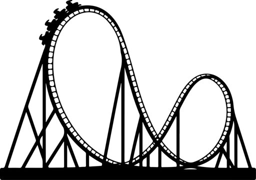 Roller coaster ride silhouette vector illustration