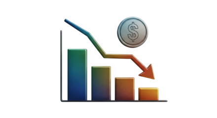 Isolated graphic presentation showing downward trend, business and finance stock market