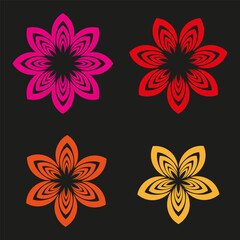 Floral pattern set. Bright blossom symbols. Vector unique designs. Colorful decorative elements.
