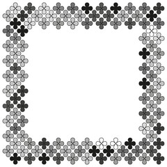 Geometric border frame. Abstract diamond shapes. Black and gray decor. Vector square ornament.
