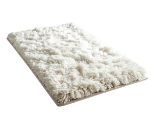Off-white fluffy rectangular rug