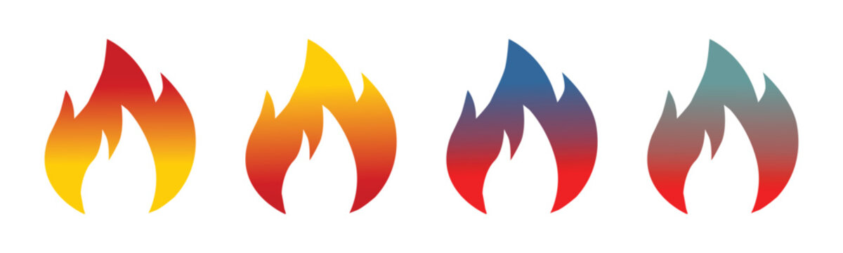 fire flame icon set, blaze and hot vector icons