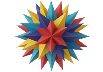 Colorful Paper Star Burst: Geometric Design Element for Festive Decoration