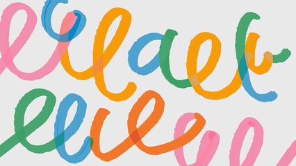 Colorful abstract swirls and loops in pink orange green and blue on a white background art design style