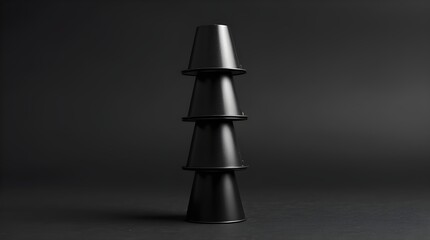 Witch Hat Made of Stacked Black Teacups