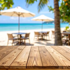 Beachfront wooden table top