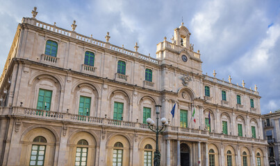 Palace of the University on University Square in historic part of Catania, Sicily Island, Italy