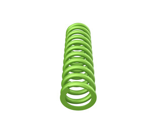Vibrant Green Helical Compression Spring 3D Render: Precision Motorcycle Suspension Shock Absorber. High-Resolution Isolated Elastic Part with Glossy Finish on Transparent PNG for Automotive Design