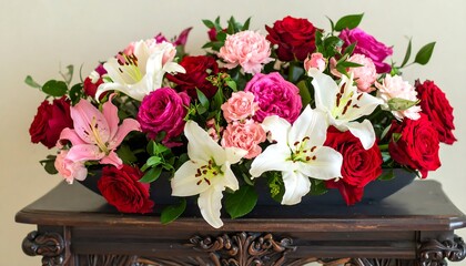Beautiful floral arrangement in a dark bowl