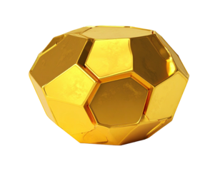 Golden, geometric, soccer-like sphere