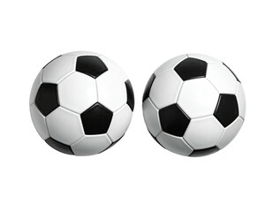 Obraz premium Two soccer balls, black and white panels