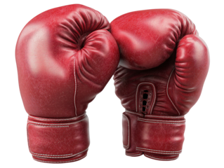 Vibrant red boxing gloves, soft leather. Essential sports equipment embodies power and strength, fostering determination and competitive spirit of challenging fight
